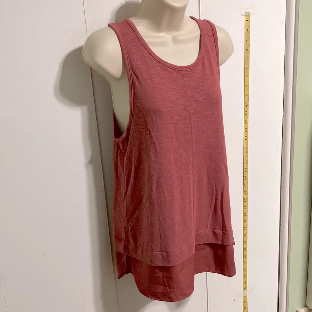 J Crew Tiered Keyhole Tunic Tank Top Rose Deep Pink Womens Medium